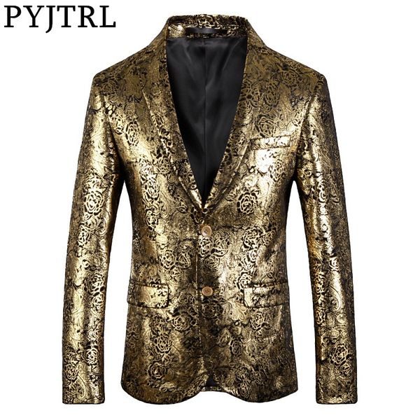 pyjtrl blazer men luxurious rose gold pattern slim fit dress blazers party prom suit jacket singers clothing, White;black
pyjtrl blazer men luxurious rose gold pattern slim fit dress blazers party prom suit jacket singers clothing, White;black