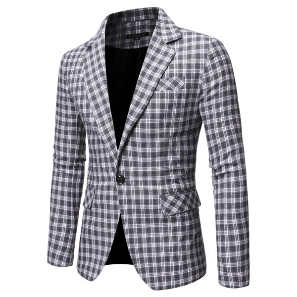 2019 men's plaid blazers coats men slim fit wedding blazers suits casual signle button coat male terno masculino grid streetwear, White;black
2019 men's plaid blazers coats men slim fit wedding blazers suits casual signle button coat male terno masculino grid streetwear, White;black