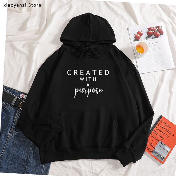 created with a purpose print women hoodies cotton casual funny sweatshirts for lady pullovers hipster sportswear -705, Black
created with a purpose print women hoodies cotton casual funny sweatshirts for lady pullovers hipster sportswear -705, Black