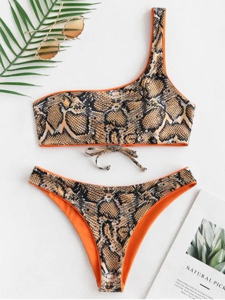 2019 serpentine one-shoulder 2019 bikini swim serpentine one-shoulder swimsuit bikini suit, White;black