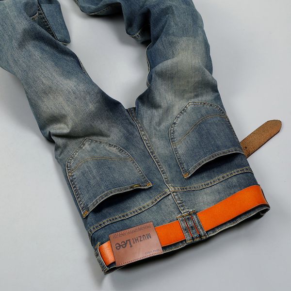 men's jeans elastic quality men's wear business small straight barrel retro salty cotton trousers, Blue
men's jeans elastic quality men's wear business small straight barrel retro salty cotton trousers, Blue