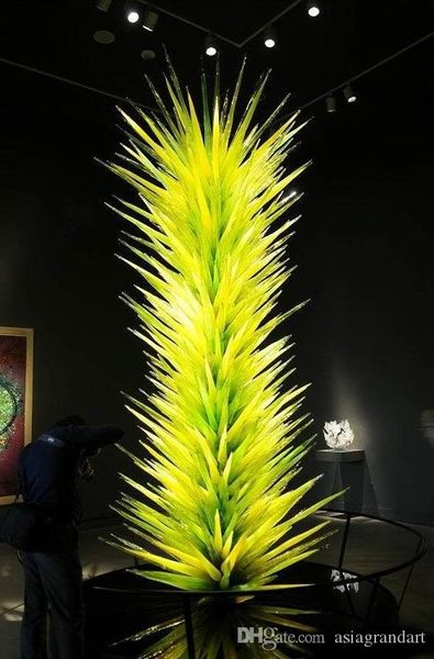 Luxury L Lobby Decorative Chihuly Style Hand Blown Glass Floor Lamps Led Light Source Saving Garden Park Conifer Glass Sculpture