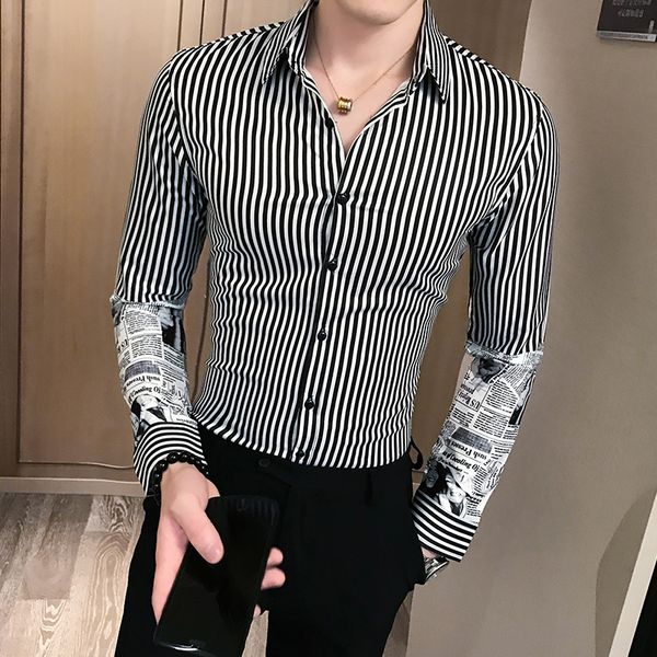 2019 brand clothing fashion male autumn slim fit business shirts/men's lapel stripe long sleeve shirts s-3xl, White;black
2019 brand clothing fashion male autumn slim fit business shirts/men's lapel stripe long sleeve shirts s-3xl, White;black