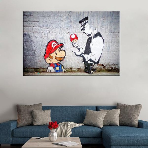 handpainted & hd print banksy graffiti art oil painting mario and the cop,wall art home decor on canvas multi sizes g51
handpainted & hd print banksy graffiti art oil painting mario and the cop,wall art home decor on canvas multi sizes g51