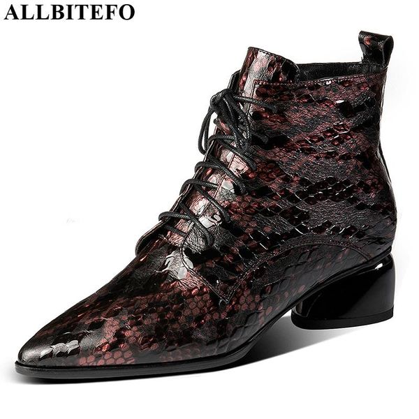 allbitefo pointed toe genuine leather simple style women boots lace up ankle boots pure color fashion autumn winter, Black
allbitefo pointed toe genuine leather simple style women boots lace up ankle boots pure color fashion autumn winter, Black