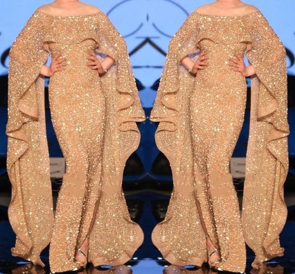 bling gold sequined evening dresses 2020 mermaid off shoulder with long wrap sleeves ruffle prom gowns pageant special occasion gowns, Black;red 
bling gold sequined evening dresses 2020 mermaid off shoulder with long wrap sleeves ruffle prom gowns pageant special occasion gowns, Black;red