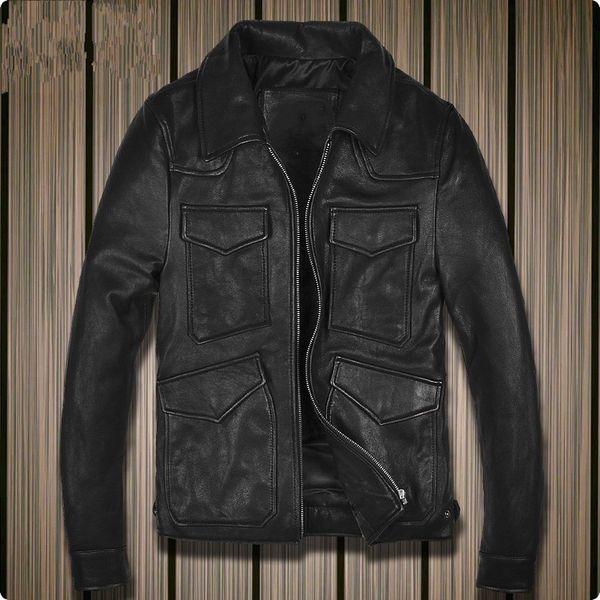 2020 new arrival mens genuine leather short jackets slim fit turn down collar motorcycle coat for male jaqueta couro homem, Black
2020 new arrival mens genuine leather short jackets slim fit turn down collar motorcycle coat for male jaqueta couro homem, Black