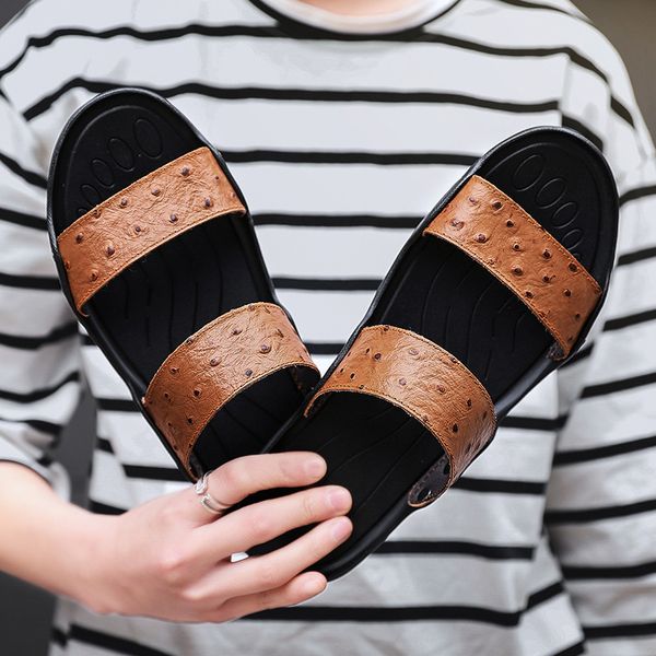 2019 summer new style large size trend casual leather slippers men's youth fashion fashion man sandals, Black
2019 summer new style large size trend casual leather slippers men's youth fashion fashion man sandals, Black