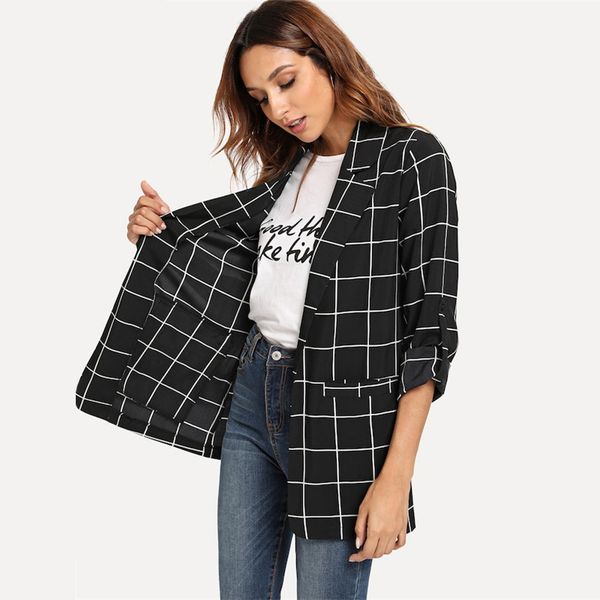 fanco black double pocket classic check suit jacket women casual long open chest suit jacket minimalist slim, Black;brown
fanco black double pocket classic check suit jacket women casual long open chest suit jacket minimalist slim, Black;brown