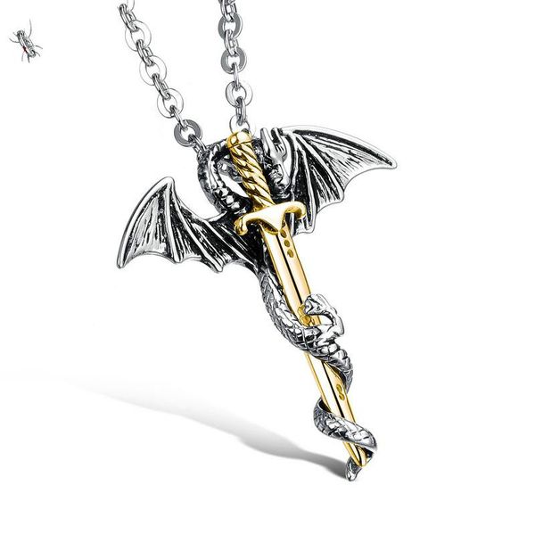 dragon necklace for men & women titanium steel sword pendant punk sword dragon pendant necklace for men, Silver
dragon necklace for men & women titanium steel sword pendant punk sword dragon pendant necklace for men, Silver