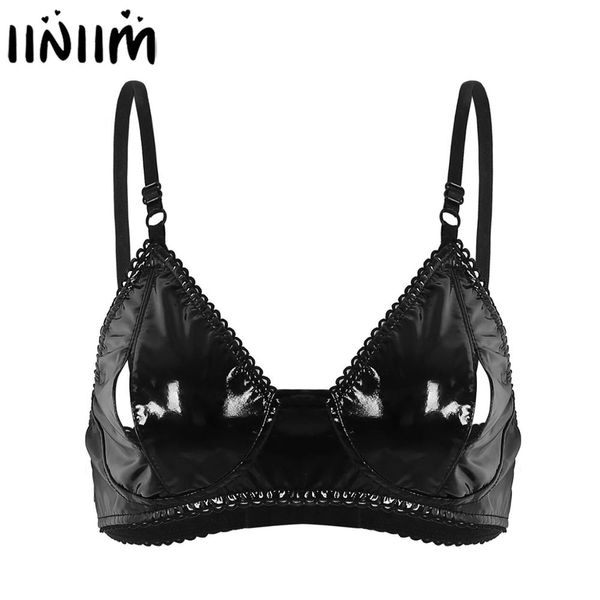 iiniim womens adjustable spaghetti straps open hole bra lingerie clubwear faux leather vintage style with nipple splits bra top, Red;black
iiniim womens adjustable spaghetti straps open hole bra lingerie clubwear faux leather vintage style with nipple splits bra top, Red;black