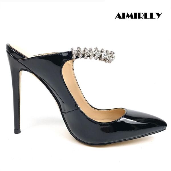 women's shoes pointed toe high heels sandals summer ladies mules slipper crystal strap casual female shoes black patent leather
women's shoes pointed toe high heels sandals summer ladies mules slipper crystal strap casual female shoes black patent leather
