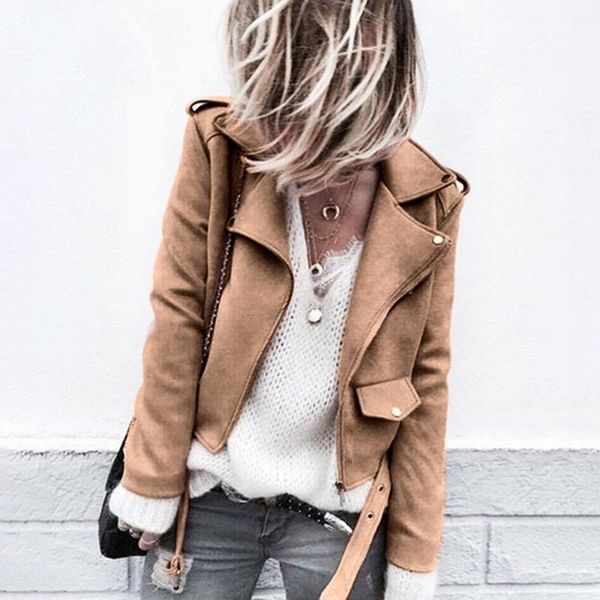 women outwear pink slim short winter jacket coats 2019 new elegant spring autumn zipper suede jacket coat motorcycle, Black;brown
women outwear pink slim short winter jacket coats 2019 new elegant spring autumn zipper suede jacket coat motorcycle, Black;brown