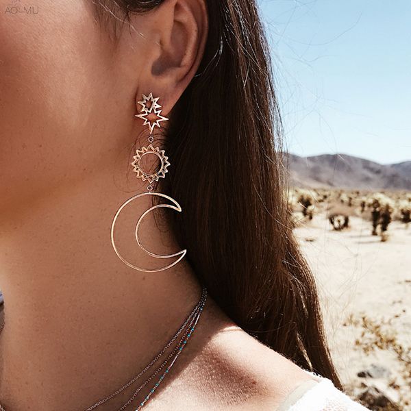 aomu 2019 boho metal gold silver flame star sun crescent hollow round circle big long drop earring for women ocean beach jewelry
aomu 2019 boho metal gold silver flame star sun crescent hollow round circle big long drop earring for women ocean beach jewelry