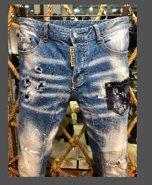 new fashion hip hop ripped destroyed men hole jeans biker white stripe stitching bottom side zipper jeans delivery, Blue
new fashion hip hop ripped destroyed men hole jeans biker white stripe stitching bottom side zipper jeans delivery, Blue