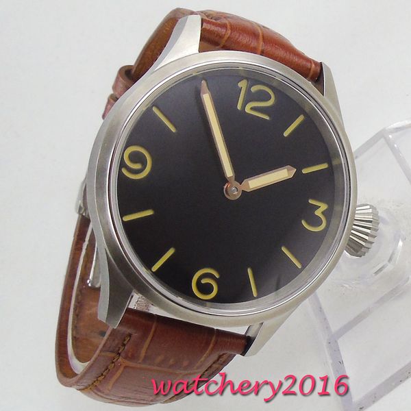new 43mm black dial mechanical watches relogio masculino gift sapphire glass hand winding movement men's watch, Slivery;brown
new 43mm black dial mechanical watches relogio masculino gift sapphire glass hand winding movement men's watch, Slivery;brown