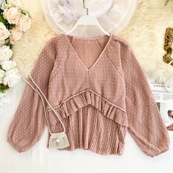 foamlina autumn fashion women blouse 2019 korean style chiffon shirt v neck long sleeve polka dot pleated ruffles blouse, White
foamlina autumn fashion women blouse 2019 korean style chiffon shirt v neck long sleeve polka dot pleated ruffles blouse, White