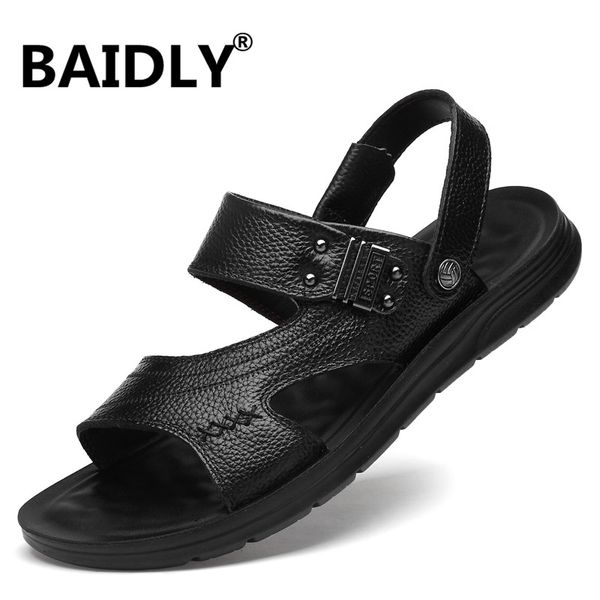 new summer leather sandals men's casual shoes classic beach men sandals male's slippers with metal decoration, Black
new summer leather sandals men's casual shoes classic beach men sandals male's slippers with metal decoration, Black