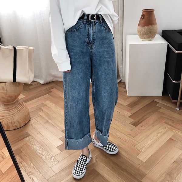 women's jeans revers washed wide leg 2021 summer korean-style loose high waist straight pants, Blue
women's jeans revers washed wide leg 2021 summer korean-style loose high waist straight pants, Blue