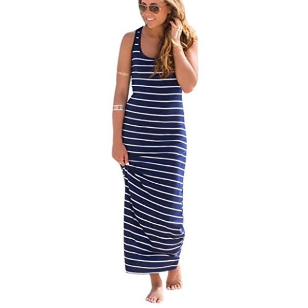 sunward tm women sleeveless striped loose long beach sundress fashion dress, Black;gray
sunward tm women sleeveless striped loose long beach sundress fashion dress, Black;gray