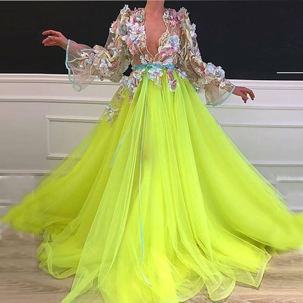long sleeve deep v-neck prom dresses 2020 robe de soiree 3d flowers elegant evening gown for women formal cocktail party gowns, Black
long sleeve deep v-neck prom dresses 2020 robe de soiree 3d flowers elegant evening gown for women formal cocktail party gowns, Black