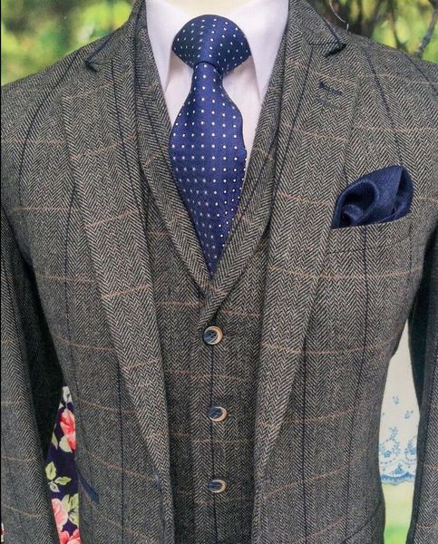 gray men's three pieces (blazer+pant +vest) classic tweed herringbone check slim fit vintage men's custom made suits, Black;gray
gray men's three pieces (blazer+pant +vest) classic tweed herringbone check slim fit vintage men's custom made suits, Black;gray