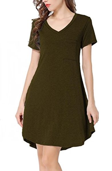 dreagal women's short sleeve casual loose t-shirt dress with chest pocket, Black;gray
dreagal women's short sleeve casual loose t-shirt dress with chest pocket, Black;gray