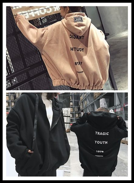 women oversized letter zipper hoodies harajuku autumn winter korean loose hooded sweatshirt coat fleece warm pullover, Black
women oversized letter zipper hoodies harajuku autumn winter korean loose hooded sweatshirt coat fleece warm pullover, Black