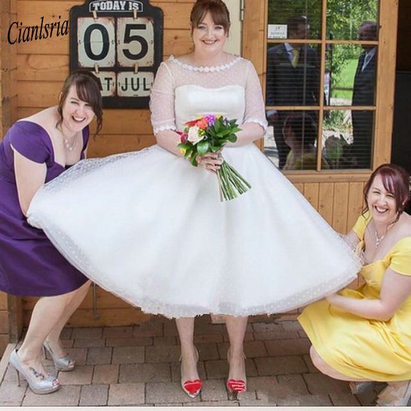 tea length plus size wedding dresses with sleeves 2020 flower applique ribbon ball gown beach wedding dress bridal gowns wedding reception, White
tea length plus size wedding dresses with sleeves 2020 flower applique ribbon ball gown beach wedding dress bridal gowns wedding reception, White