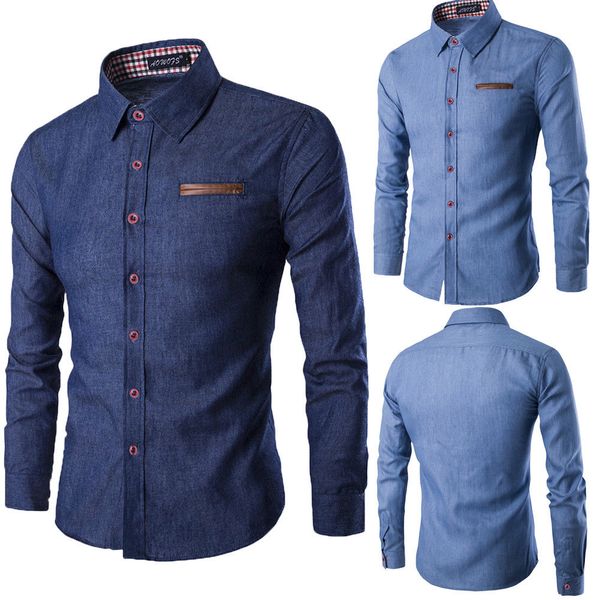 men's casual slim fit stylish wash denim long sleeves jeans shirts smart casual fashion men clothes, White;black
men's casual slim fit stylish wash denim long sleeves jeans shirts smart casual fashion men clothes, White;black