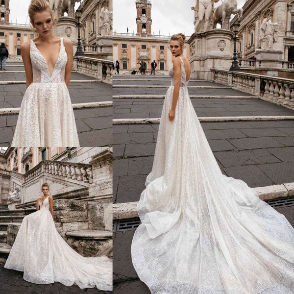 berta 2019 boho wedding dresses deep v neck backless lace beads sequins beach bridal gowns sweep train bohemia a line wedding dress, White
berta 2019 boho wedding dresses deep v neck backless lace beads sequins beach bridal gowns sweep train bohemia a line wedding dress, White