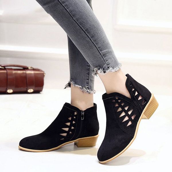 2019 spring women ankle boots hollow out female casual shoes british style women shoes zip autumn women shoes, Black
2019 spring women ankle boots hollow out female casual shoes british style women shoes zip autumn women shoes, Black