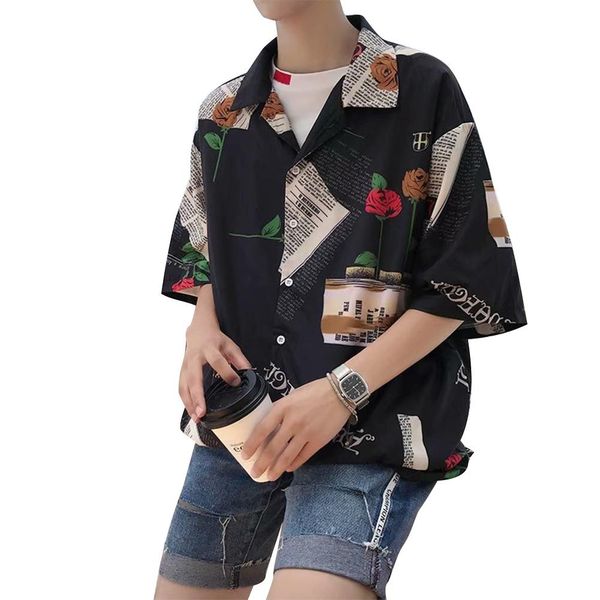 yfashion men casual shirts floral painting lapel collar elbow sleeve loose, White;black
yfashion men casual shirts floral painting lapel collar elbow sleeve loose, White;black