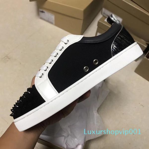 original box new red bottom shoes men women spikes low casual shoes lace-up rivet leather sneakers l26, Black
original box new red bottom shoes men women spikes low casual shoes lace-up rivet leather sneakers l26, Black