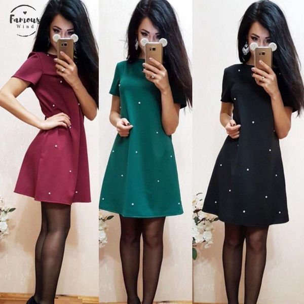 simple fashion summer women dress short sleeve loose round collar bead decoration comfortable club casual ladies dresses fs99, Black;gray
simple fashion summer women dress short sleeve loose round collar bead decoration comfortable club casual ladies dresses fs99, Black;gray