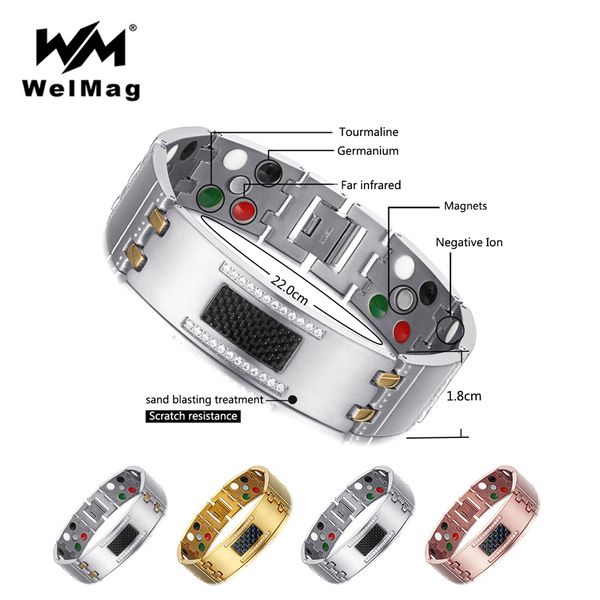 welmag 2019 fashion exquisite crystal magnetic titanium bracelets bangles for men germanium tourmaline male health wristband, Golden;silver
welmag 2019 fashion exquisite crystal magnetic titanium bracelets bangles for men germanium tourmaline male health wristband, Golden;silver