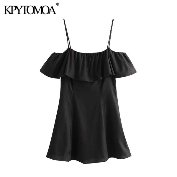 kpytomoa women 2020 chic fashion with lining ruffled mini dress vintage side zipper spaghetti strap female dresses vestidos, Black;gray
kpytomoa women 2020 chic fashion with lining ruffled mini dress vintage side zipper spaghetti strap female dresses vestidos, Black;gray