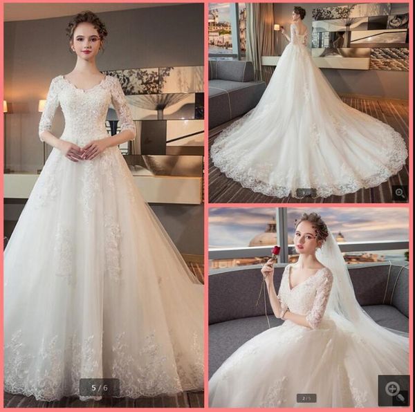 robe de mariage 2020 beaded ball gown wedding dress v neck half sleeve princess puffy bridal gowns chapel train wedding dress selling, White
robe de mariage 2020 beaded ball gown wedding dress v neck half sleeve princess puffy bridal gowns chapel train wedding dress selling, White