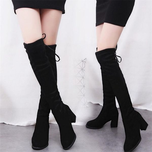 new autumn and winter women's boots over the knee high-stretched elastic boots thick with pointed high-heeled wild women's, Black
new autumn and winter women's boots over the knee high-stretched elastic boots thick with pointed high-heeled wild women's, Black