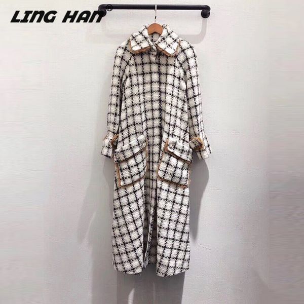 linghan fashion plaid wool tweed coat women's long sleeve slim wild long overcoat outwear designer autumn winter runway new, Black
linghan fashion plaid wool tweed coat women's long sleeve slim wild long overcoat outwear designer autumn winter runway new, Black