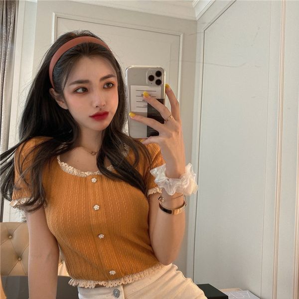 * or * 2020 summer lace square collar female summer collarbone bm lace sweater wind short sleeve sweater, White
* or * 2020 summer lace square collar female summer collarbone bm lace sweater wind short sleeve sweater, White