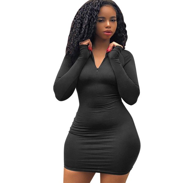 women long sleeve bodycon dress turtleneck stand collar zipper front pencil dress female solid slim party casual mini, Black;gray
women long sleeve bodycon dress turtleneck stand collar zipper front pencil dress female solid slim party casual mini, Black;gray