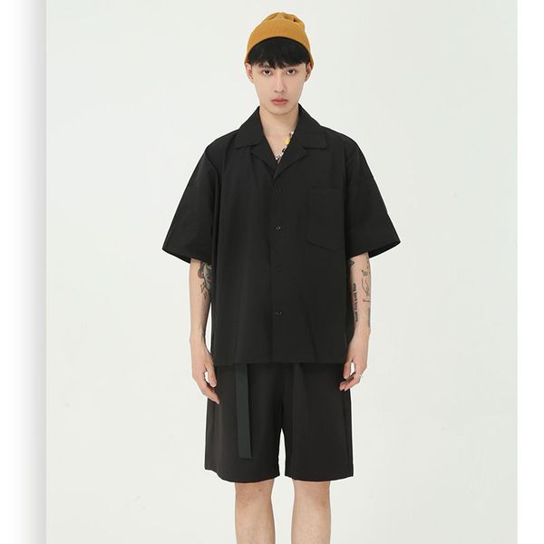 men's casual shirts male vintage fashion korea japan style black white shirt men summer short sleeve loose, White;black
men's casual shirts male vintage fashion korea japan style black white shirt men summer short sleeve loose, White;black