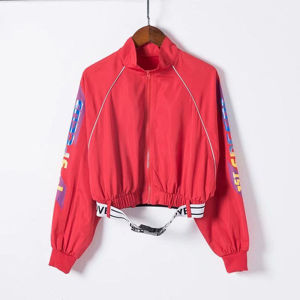 2018 europe and america selling stand collar zipper jacket versatile short printed letter coat women's a195, Black;brown
2018 europe and america selling stand collar zipper jacket versatile short printed letter coat women's a195, Black;brown