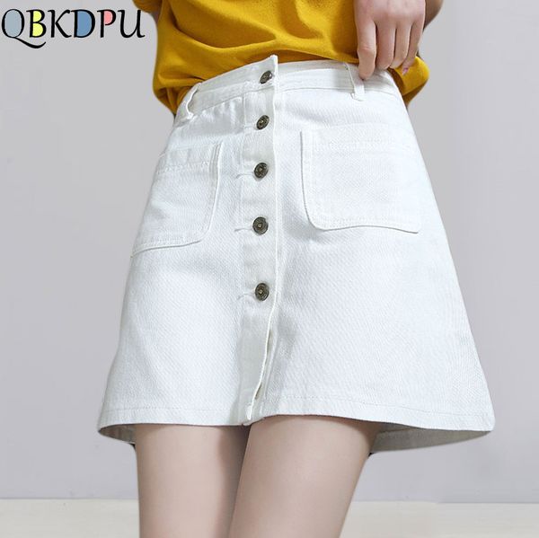 2019 summer womens white ladies a-line jeans short skirt button high waist denim pockets skirt harajuku mini jean, Black 
2019 summer womens white ladies a-line jeans short skirt button high waist denim pockets skirt harajuku mini jean, Black