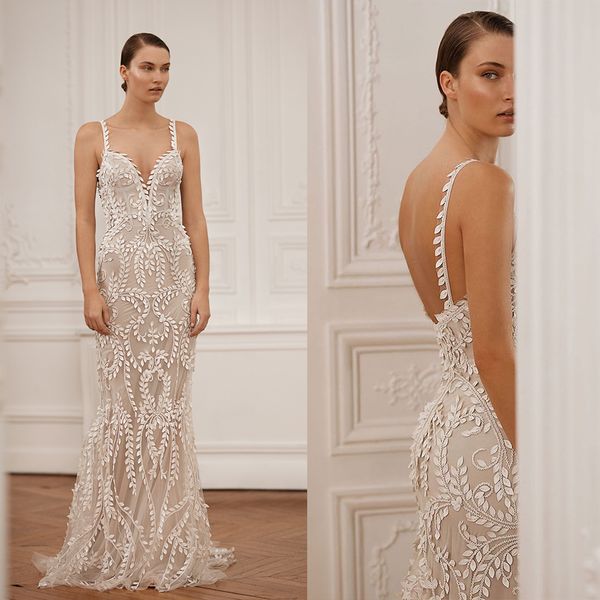 2020 floral boho mermaid wedding dresses spaghetti strap backless appliques tulle wedding dress sweep train sell beach bridal gown, White
2020 floral boho mermaid wedding dresses spaghetti strap backless appliques tulle wedding dress sweep train sell beach bridal gown, White