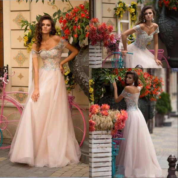 a line sweetheart floor length tulle prom dresses appliques beaded off the short sleeve long evening party gowns, Black
a line sweetheart floor length tulle prom dresses appliques beaded off the short sleeve long evening party gowns, Black