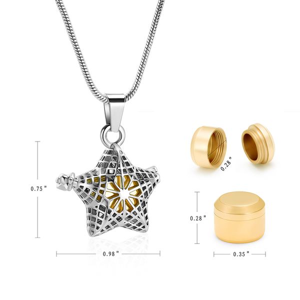 ijd20005 stainless steel cremation hollow star shape inlay for ashes urn ball necklace memorial keepsake for human jewelry, Silver
ijd20005 stainless steel cremation hollow star shape inlay for ashes urn ball necklace memorial keepsake for human jewelry, Silver
