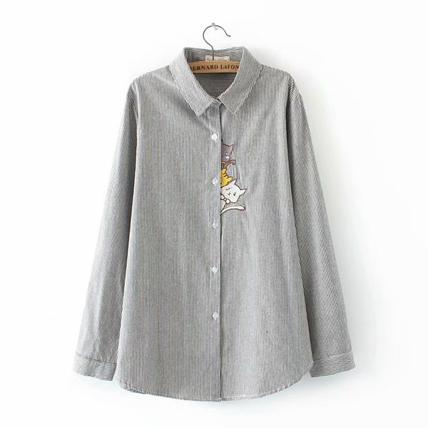plus size long sleeves cotton linen blouse women black & sky blue striped cat born shirt spring ladies, White
plus size long sleeves cotton linen blouse women black & sky blue striped cat born shirt spring ladies, White
