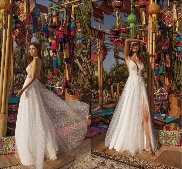 2020 asaf dadush wedding dresses high side split lace applique a line bohemian wedding dress floor length backless robes de mariée, White
2020 asaf dadush wedding dresses high side split lace applique a line bohemian wedding dress floor length backless robes de mariée, White
